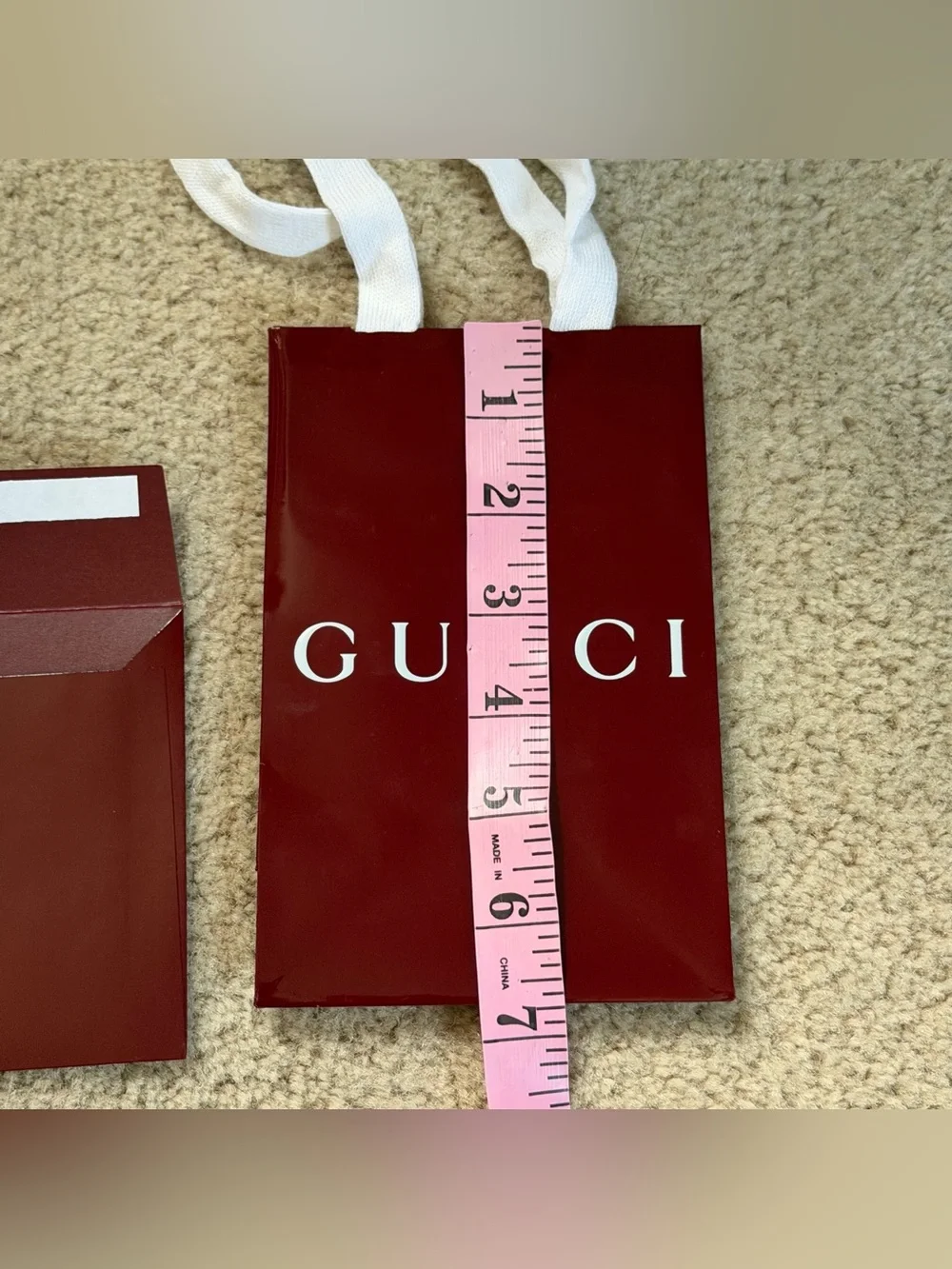 GUCCI Authentic Gift Bag & Envelope Red Burgundy White Logo Small Luxury Packagi